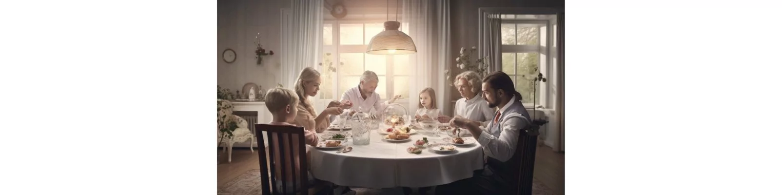 Rodzinne nakrycie stołu ze srebrną galanterią