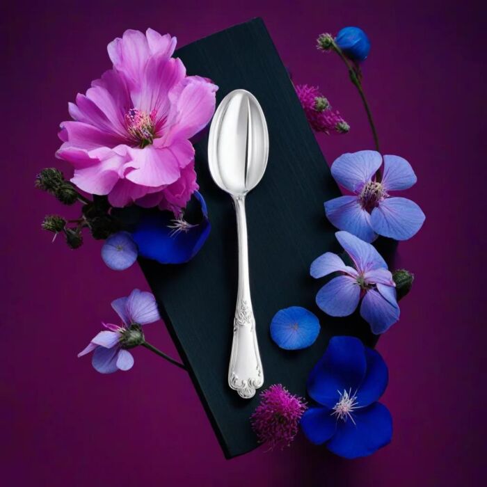 Duża Posrebrzana Łyżeczka dla Dziecka Floreale