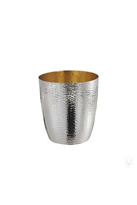 Srebrny kubek do wina młotkowany pozłacany 8 cm