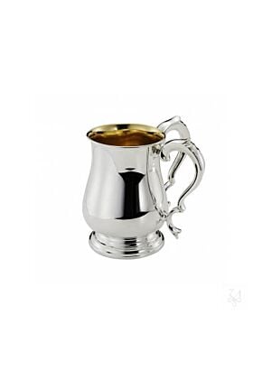Srebrny kufel do piwa pozłacany, Gładki 16 cm 450 gram