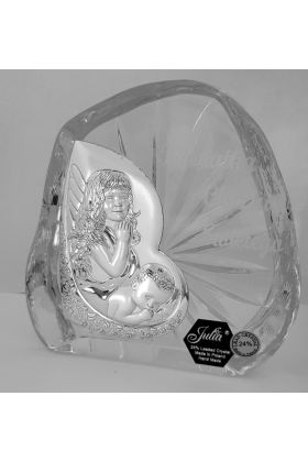 Posrebrzany obrazek z kryształem Aniołki Kryształ skałka