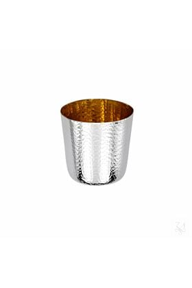 Srebrny kubek do wina młotkowany pozłacany 8 cm