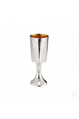 Srebrny Kieliszek do wina pozłacany młotkowany Kiddush 17,5 cm