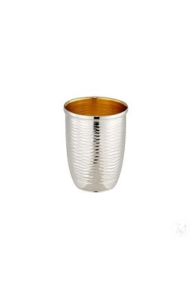 Srebrny kubek do wina młotkowany pozłacany Kiddush 8 cm