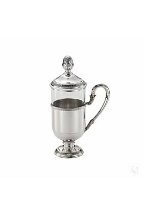 Srebrna filiżanka do herbaty z uchwytem i pokrywką - Impero 330 gram