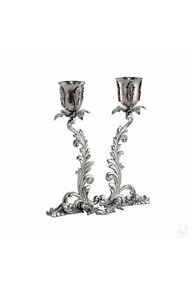 Srebrny Świecznik 2 ramienny - Liść Akantu 530 gram