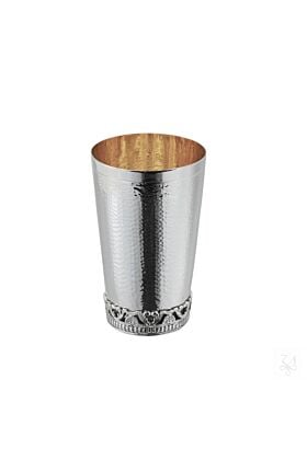 Srebrny Kubek pozłacany młotkowany Kiddush 10 cm 165 gram