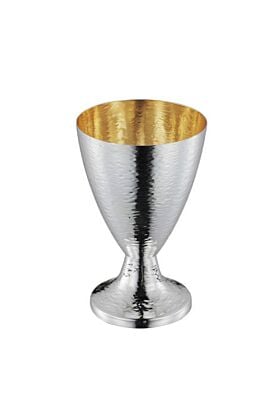 Srebrny kieliszek do wódki pozłacany młotkowany 8 cm