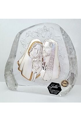 Posrebrzany obrazek z kryształem Święta Rodzina Kryształ skałka