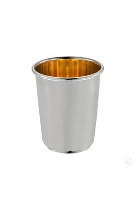 Srebrny Kubek do wina pozłacany 8 cm. Gładki