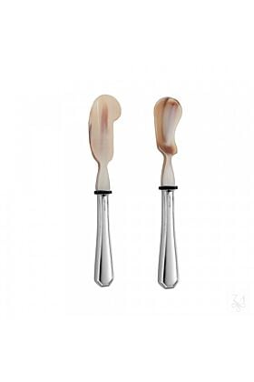 Srebrny zestaw do kawioru z rogiem Ottagonale