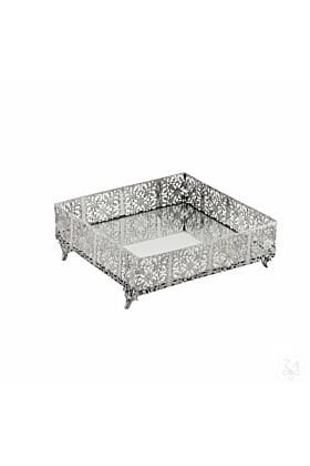 Srebrny Serwetnik kwadratowy z lustrem Flower