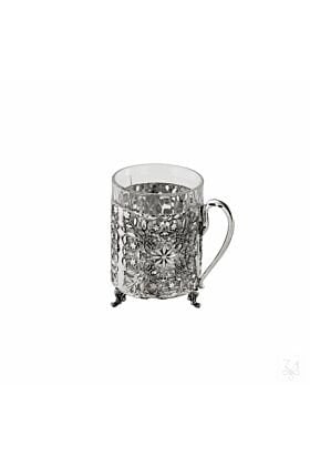 Srebrny koszyczek z uchwytem i szklanka 45 gram