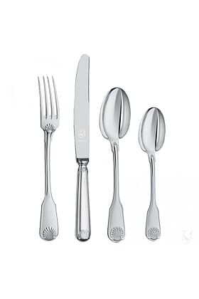 Srebrne Sztućce Conchiglia komplet obiadowy na 12 osób 