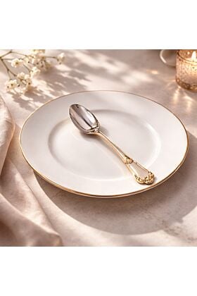 Łyżeczka ze srebra duża Floreale pozłacana