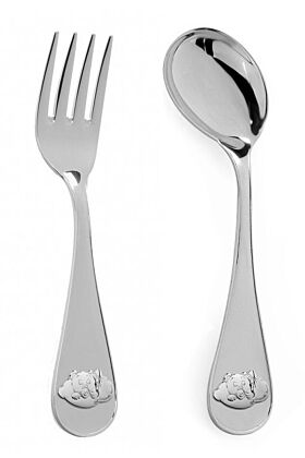 Komplet 2 Sztuki Srebrne dla dziecka z Misiem