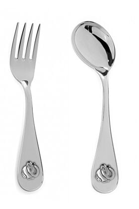 Komplet 2 Sztuki Srebrne dla dziecka ze słonikiem