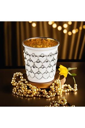 Kubek ze srebra pozłacany serduszka 4 cm