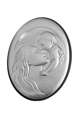 Srebrny obrazek. Miłośc macierzyńka. matka i syn