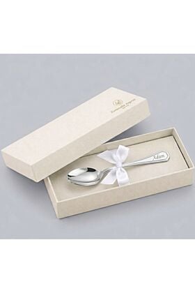 Srebrna łyżeczka z grawerem imienia Adam. Pamiątka chrztu Zaramella Argenti.